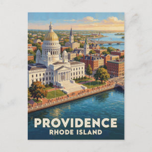 Postal Providence Rhode Island Viaje Frente al Río
