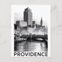 Providencia Rhode Island Grabado en Madera Negro B