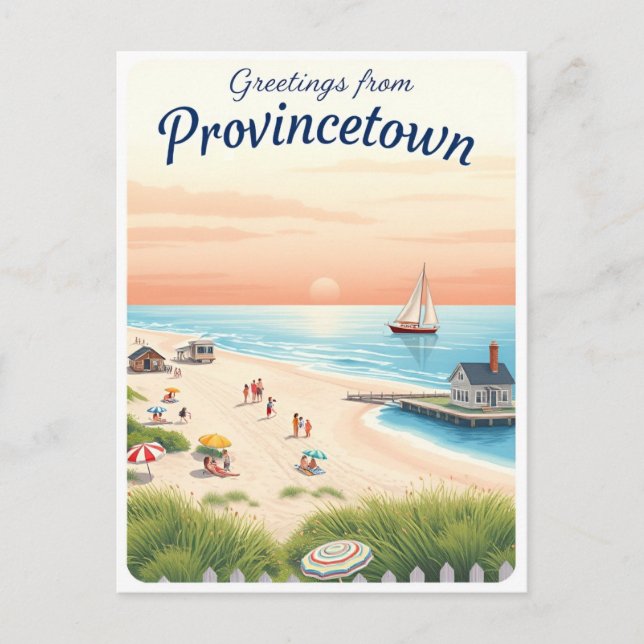 Postal Provincetown, Massachusetts – Playas de Cape Cod (Anverso)