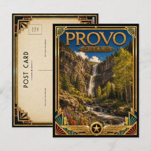 Postal Provo Utah Arte Deco Vintage Edad Dorada
