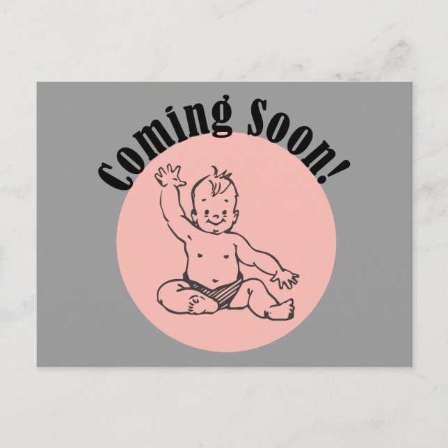 Postal Próximamente bebe en rosa (Anverso)