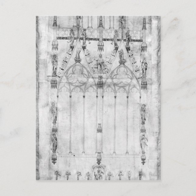 Postal Proyecto para la Catedral, elevación del oeste (Anverso)