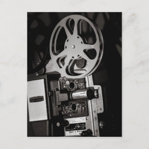 Postal Proyector de Películas Antiguo Blanco y Negro