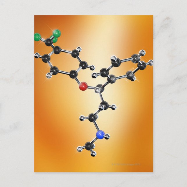 Postal Prozac. Modelo molecular del antidepresivo (Anverso)