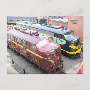 Postal PRR E8A 5809 y ERIE E8A 833 en Steamtown