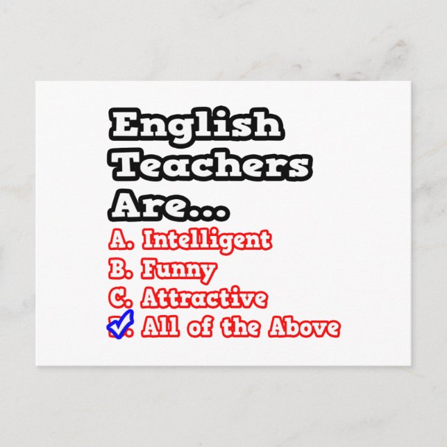 Postal Prueba de profesor de inglés...Chiste (Anverso)