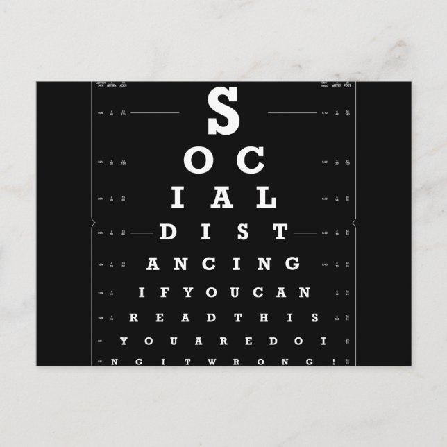 Postal Prueba ocular de distanciamiento social versión os (Anverso)