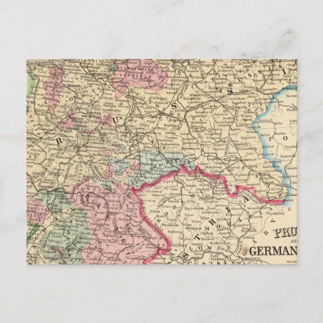 Postal Prusia, mapa de estados alemanes de Mitchell (Anverso)