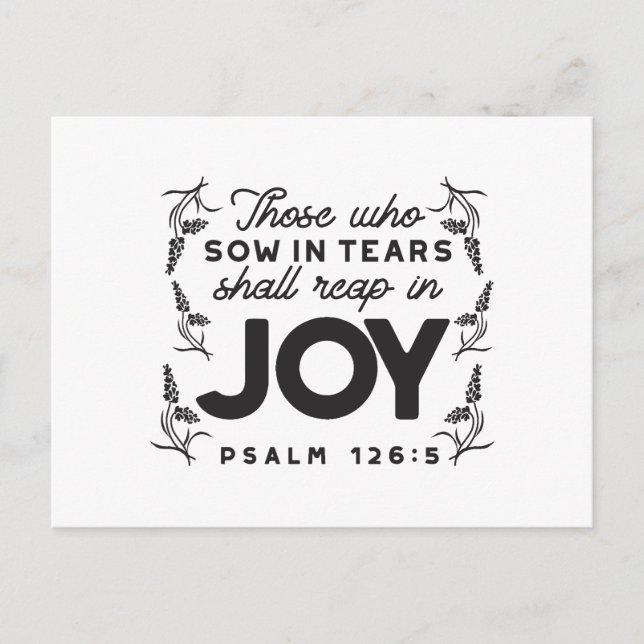 Postal Psalm 126:5 Scripture Typography – Reap in Joy (Anverso)