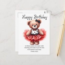 Postal Psalm 149:3 Teddy Ballerina Birthday Greeting 