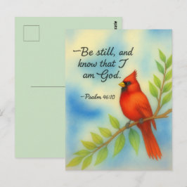 Postal Psalm 46:10 Be Still Red Cardinal Scripture Nature