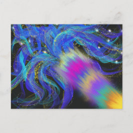 Postal Psicodelia azul rosa morado Funky abstracto arte