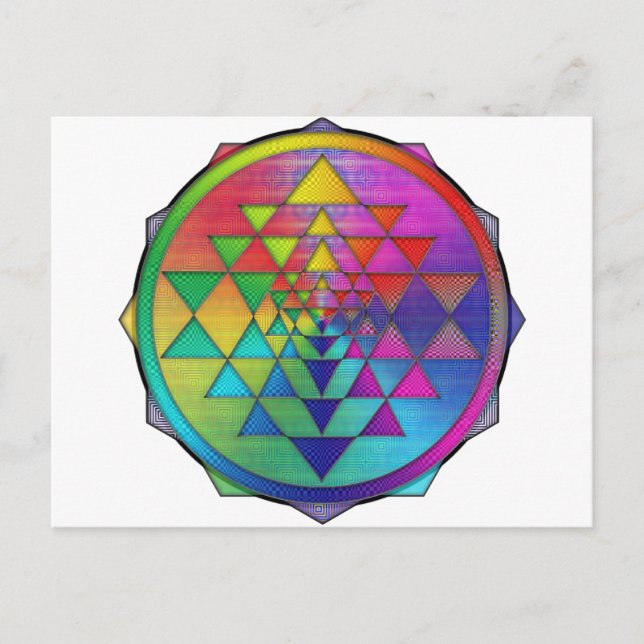 Postal Psicodelia del arcoiris Sri Yantra por la prosperi (Anverso)