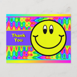 Postal Psicodelia Sonriente Emoji facial Gracias Postcard