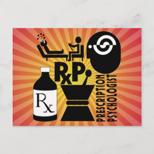 Postal Psicólogo con receta de LOGO RxP