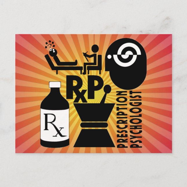 Postal Psicólogo con receta de LOGO RxP (Anverso)