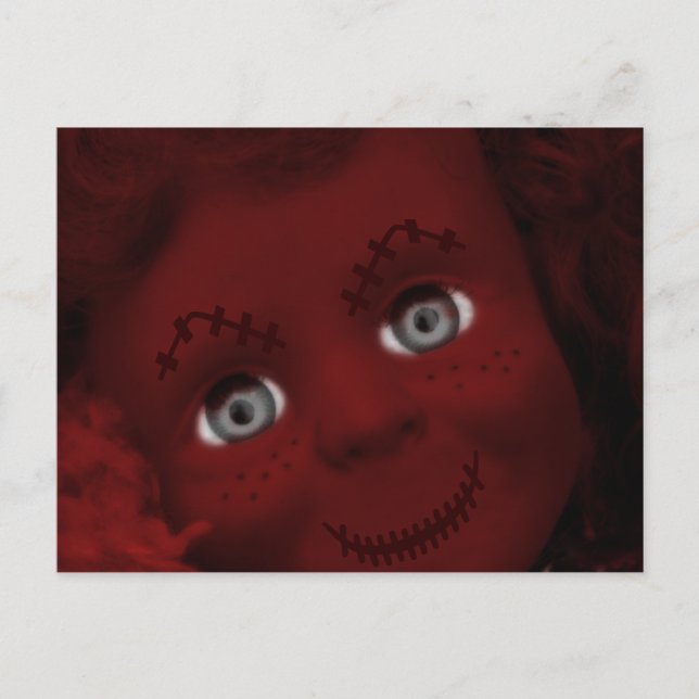 Postal Psicópica con muñeca muerta (Anverso)