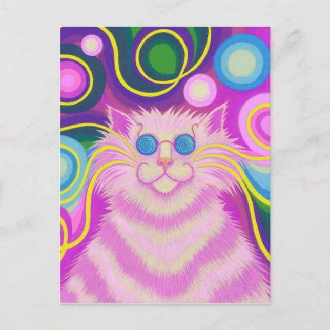 Postal Psy-cat-delic Pink postcard vertical (Anverso)