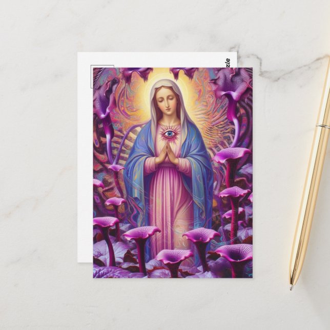 Postal  psychedelic Protection From Evil Mary (Anverso/Reverso In Situ)