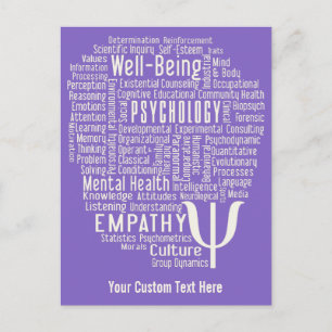 Postal PSYCHOLOGY Word Cloud custom color postcard