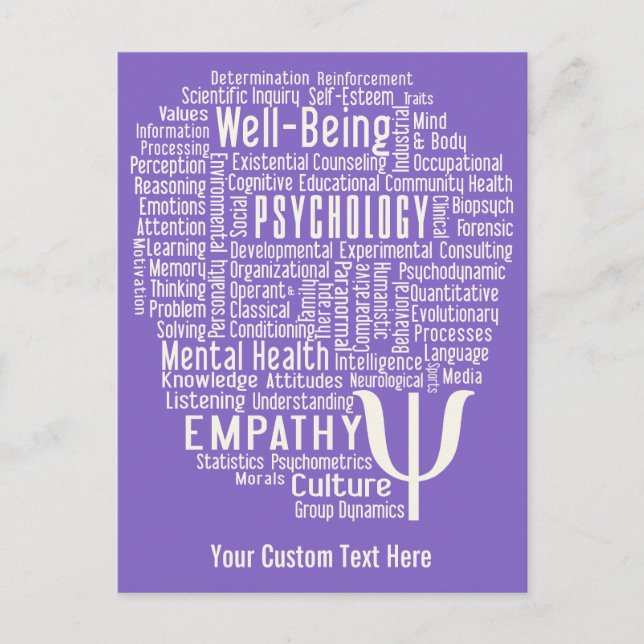 Postal PSYCHOLOGY Word Cloud custom color postcard (Anverso)