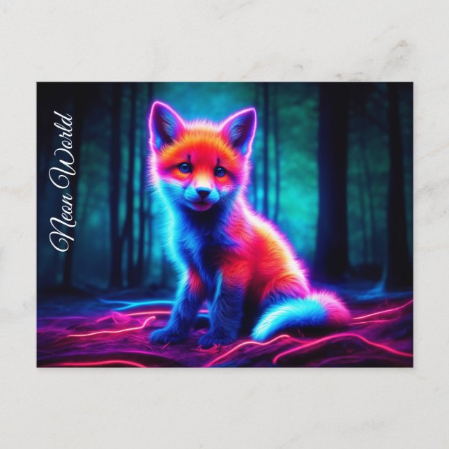 Postal Pterozoide luminescente de madera oscura profunda (Anverso)