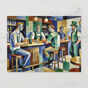 Postal Pub Cubista Moderno Irlandés