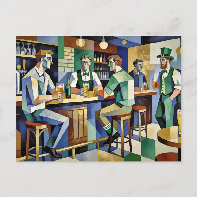 Postal Pub Cubista Moderno Irlandés (Anverso)