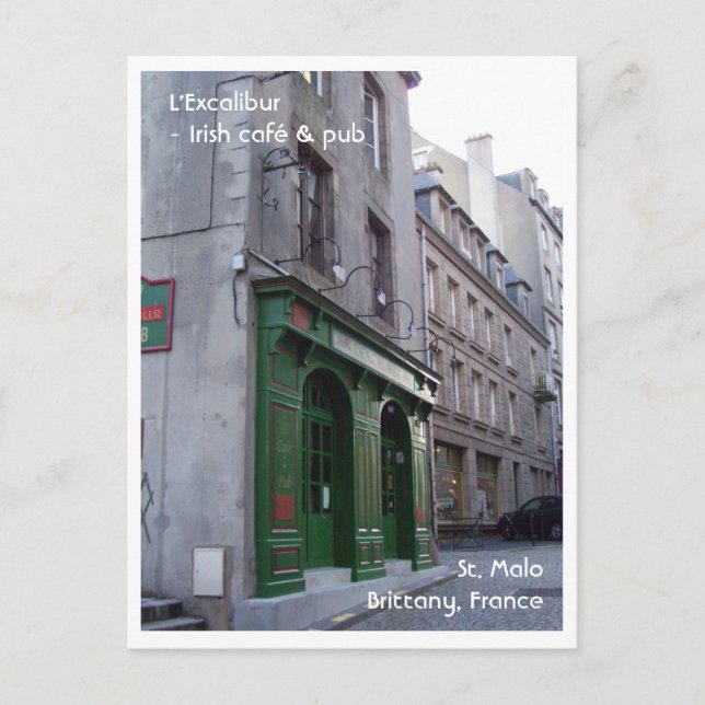 Postal Pub irlandés en St. Malo, Francia (Anverso)