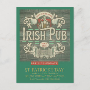 Postal Pub irlandés personalizado del Día de San Patricio
