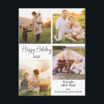 Postal Publicación de cuatro Navidades fotográficos famil<br><div class="desc">Minimalista Cuatro fotos Navidades de fotos familiares Minimalistas Postales Simple cuatro Navidades fotográficos postales con una caligrafía moderna imagen de encabezado no editable, los nombres de familia. La parte posterior de la tarjeta postal está preparada para la dirección y el mensaje más largo. Ideal para alguien a quien le gustan...</div>