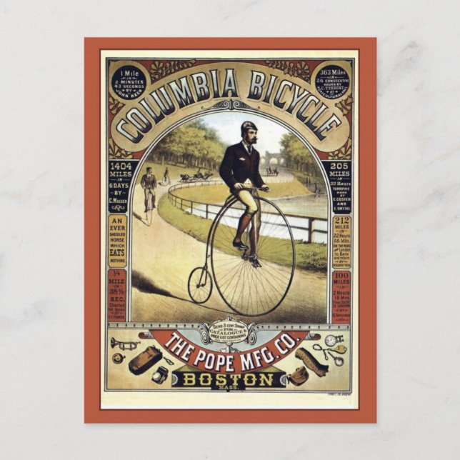 Postal Publicidad americana de la bicicleta de la (Anverso)