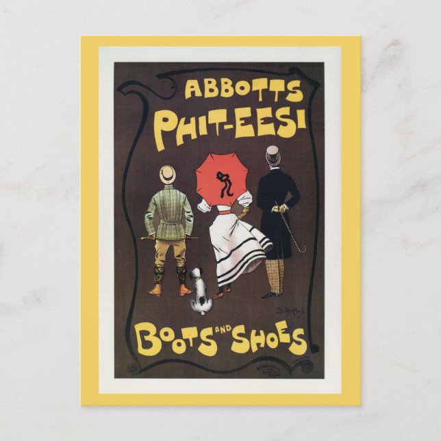 Postal Publicidad de botas y zapatos británicos vintage (Anverso)