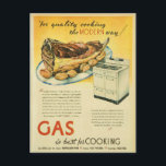 Postal Publicidad de cocción de cocción de gasoductos de<br><div class="desc">El anuncio de Vintage 1948 que promueve la cocina con cocina a gas "El GAS es mejor para cocinar" es especialmente relevante hoy en día,  con la cocina a gas desalentada o eliminada. Anuncio retro con estufa vintage e imagen de carne asada.</div>