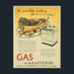 Postal Publicidad de cocción de cocción de gasoductos de<br><div class="desc">El anuncio de Vintage 1948 que promueve la cocina con cocina a gas "El GAS es mejor para cocinar" es especialmente relevante hoy en día,  con la cocina a gas desalentada o eliminada. Anuncio retro con estufa vintage e imagen de carne asada.</div>