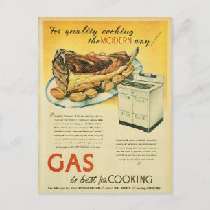 Postal Publicidad de cocción de cocción de gasoductos de 