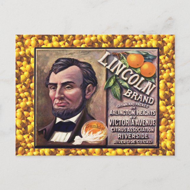 Postal Publicidad de época, Naranjas de marcas Lincoln (Anverso)