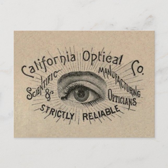 Postal Publicidad de época ocular óptica (Anverso)