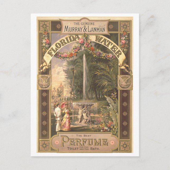 Postal Publicidad de época para perfume de agua de Florid (Anverso)