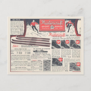 Postal Publicidad de equipos deportivos de invierno de ép
