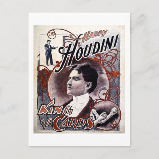 Postal Publicidad de Harry Houdini King of Cards