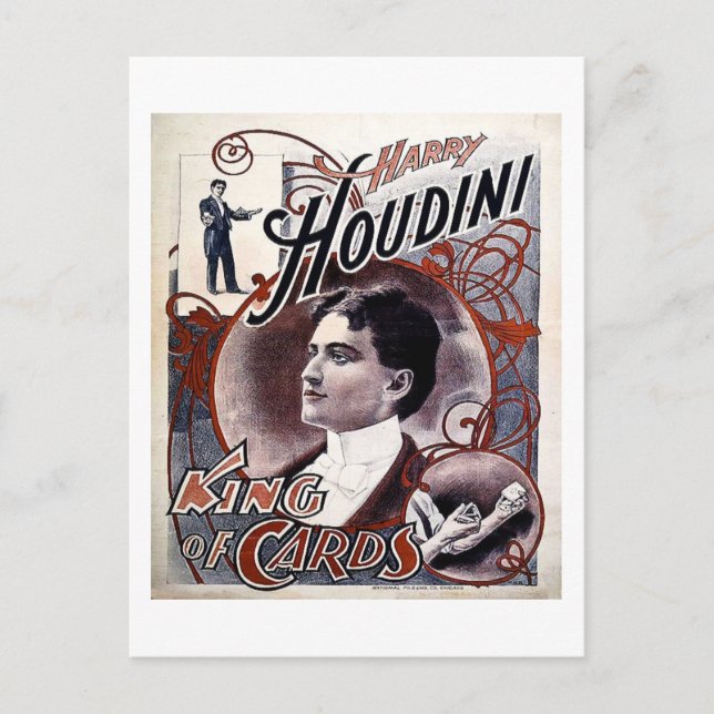 Postal Publicidad de Harry Houdini King of Cards (Anverso)