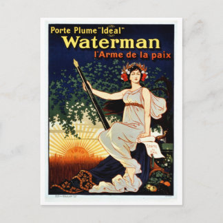 Postal Publicidad de la pluma de la fuente Vintage Waterm