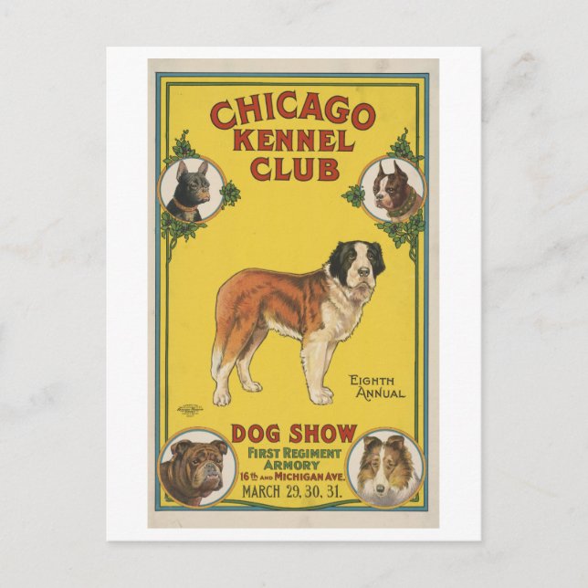 Postal Publicidad de los vinos de Chicago Kennel Club (Anverso)