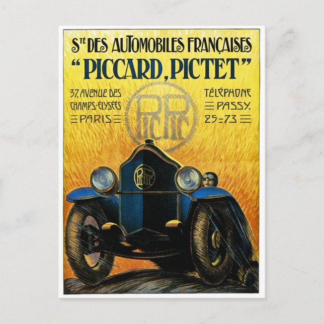 Postal Publicidad de Picard Pictet Vintage Car (Anverso)