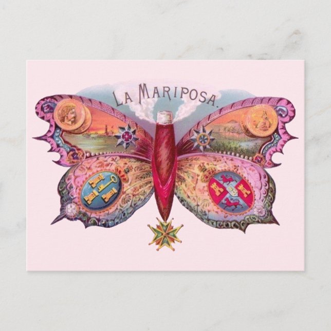 Postal Publicidad de pintura de antigüedades de mariposa (Anverso)