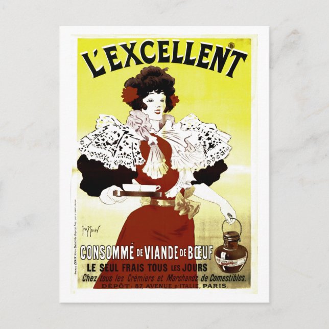 Postal Publicidad de sopa de carne de vacuno francesa (Anverso)