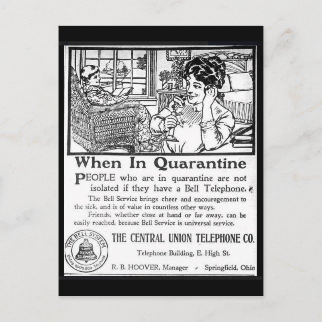 Postal Publicidad de teléfono de cuarentena de época dive (Anverso)