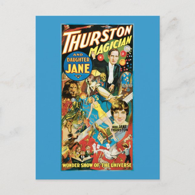 Postal Publicidad de Thurston y Daughter Jane Magician (Anverso)