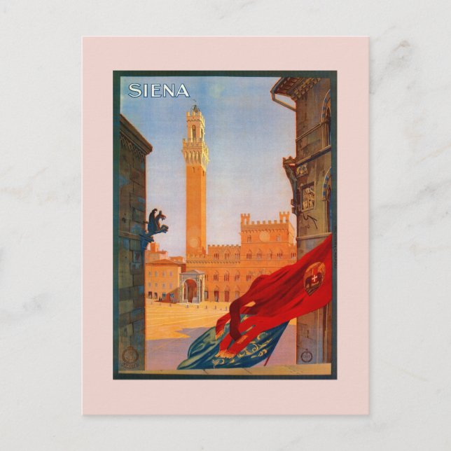 Postal Publicidad de viajes en italiano de Siena (Anverso)